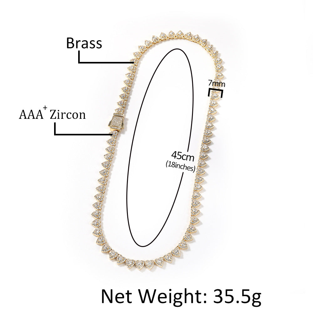 Iced Heart Chain Necklace for Women & Men – Gold Plated or Silver Plated Cubic Zirconia Pendant Chain, Hip Hop Statement Jewelry