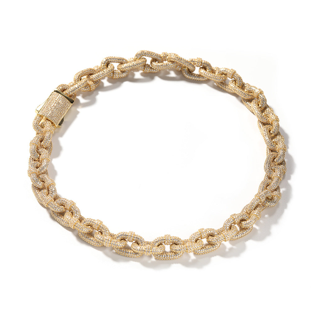 Minimalist Iced Cuban Link Chain Necklace in Brass with Cubic Zirconia for Women & Men