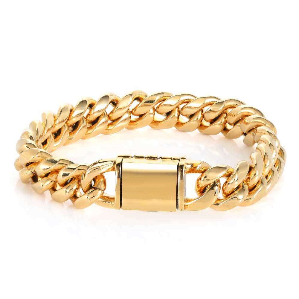 8-14 mm Polished Cuban Hip Hop Bracelet with Stainless steel Base - CHA016 product image
