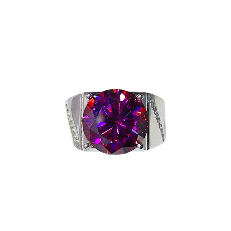 Men’s Purple Moissanite Ring with Wide Band, 5 Carat or 10 Carat Statement Ring product image