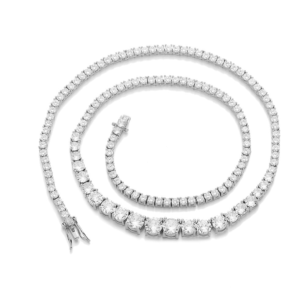 Iced Out Tennis Chain Necklace & Bracelet, Sparkling Stone Statement Chain, Unisex product image