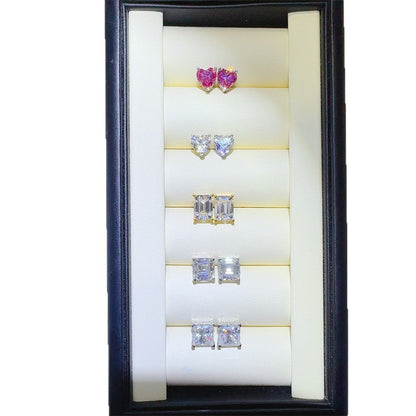 Moissanite Stud Earrings for Women, Heart, Emerald Cut, Princess Cut & Asscher Style Earrings