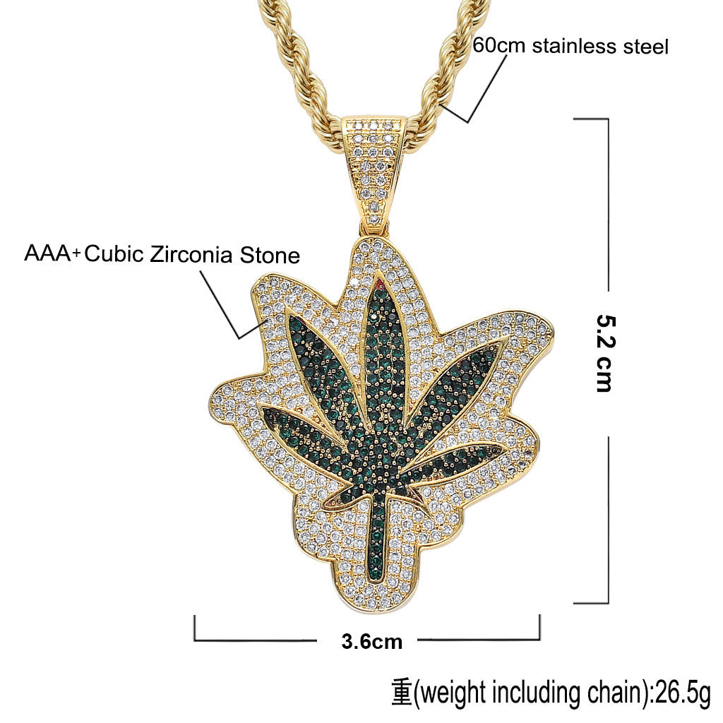 Hip Hop Round Cubic Zirconia Pendant Necklace for Men and Women