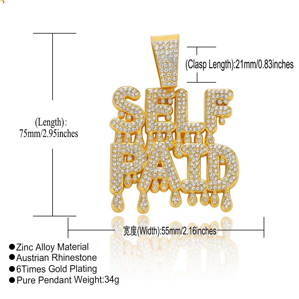 Hip Hop Letter Cubic Zirconia Pendant Necklace for Men and Women