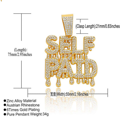 Hip Hop Letter Cubic Zirconia Pendant Necklace for Men and Women