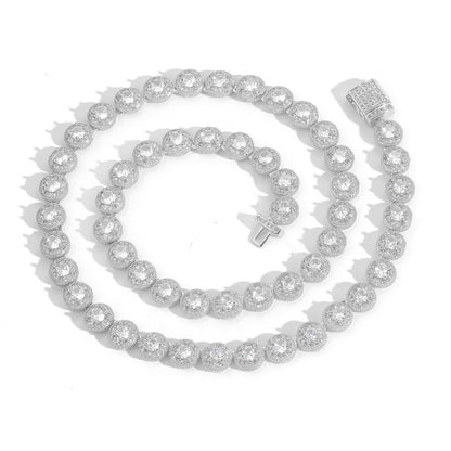 Hip Hop Round Iced Link Cubic Zirconia Necklace for Men