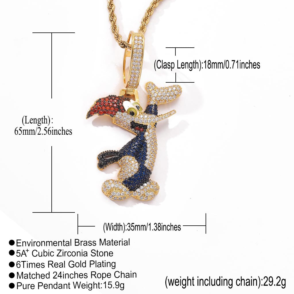 Hip Hop Fashion Cubic Zirconia Pendant Necklace for Men and Women