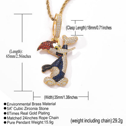 Hip Hop Fashion Cubic Zirconia Pendant Necklace for Men and Women