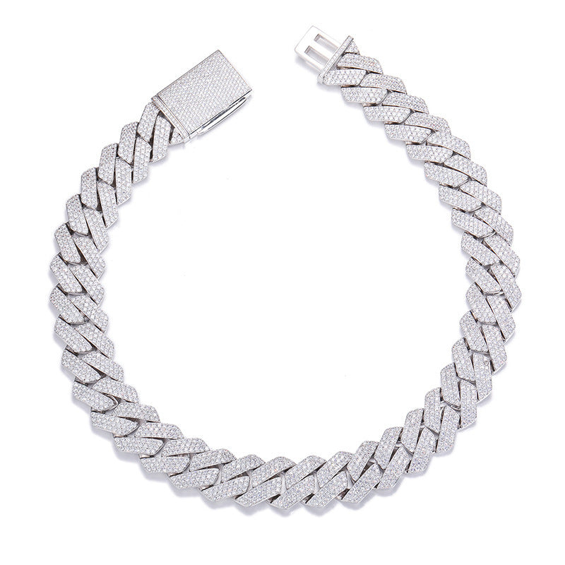Unisex Iced Out Cuban Link Chain Necklace Bracelet Set in Cubic Zirconia product image