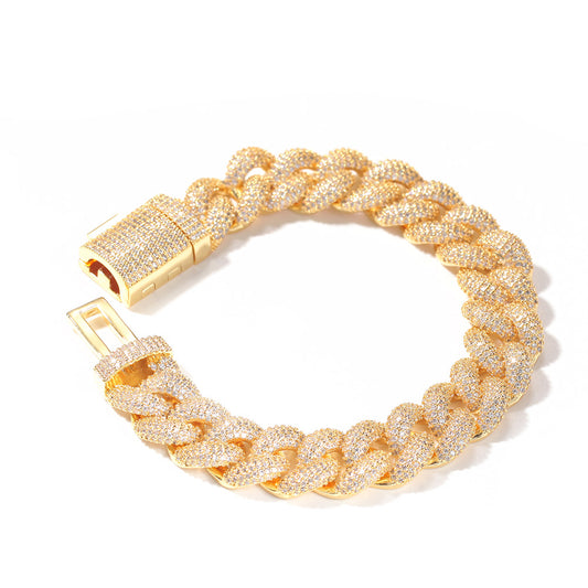 Iced Out Cuban Link Bracelet Necklace Women & Men, Cubic Zirconia Chain in Silver or Gold Tone product image