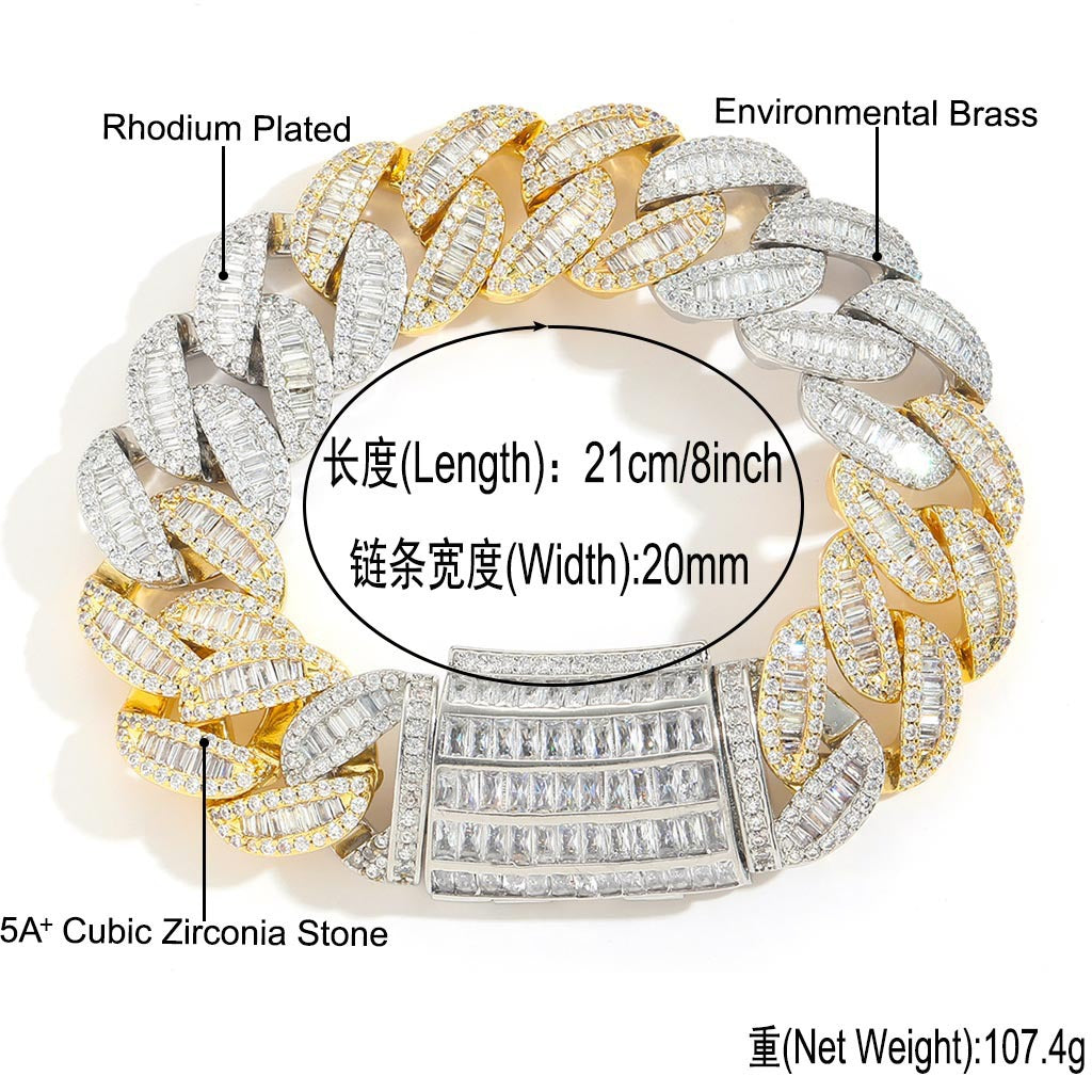 Hip Hop Cuban Link Cubic Zirconia Bracelet for Men
