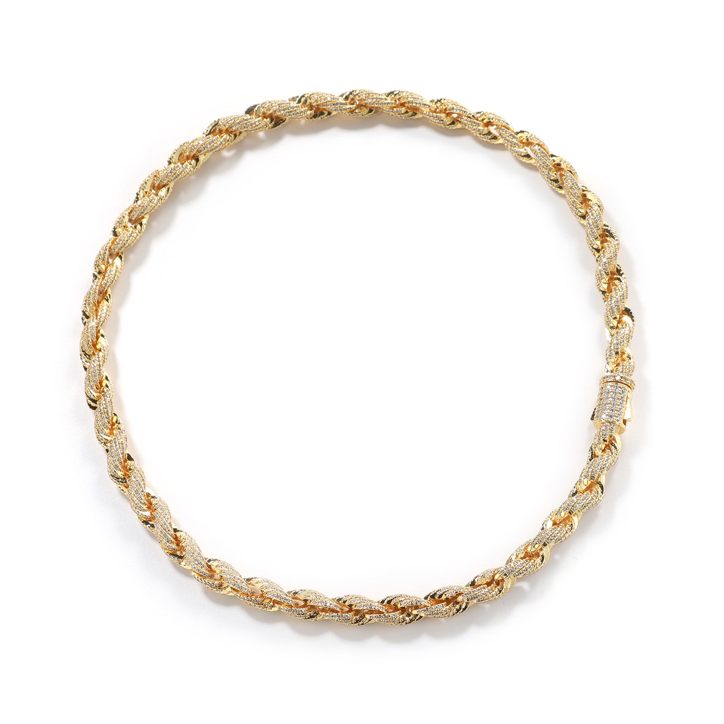 Iced Out Twisted Link Chain Necklace for Women & Men - Gold or Silver Plated Cubic Zirconia Statement Hip Hop Pendant Chain