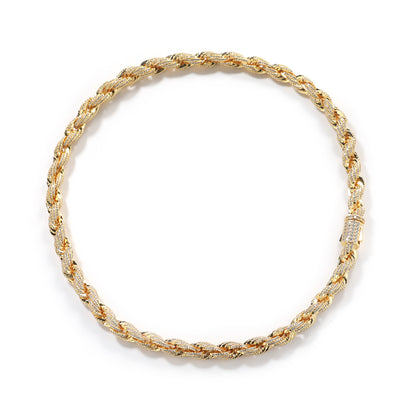 8mm Iced Out Twisted Link Chain Necklack