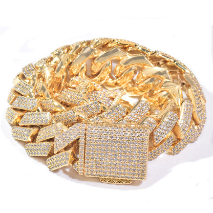 Iced Out Cuban Link Chain Necklace for Men Unisex Hip Hop