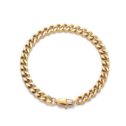 6 mm Polished Cuban Hip Hop Bracelet with Stainless steel Base - CHA100