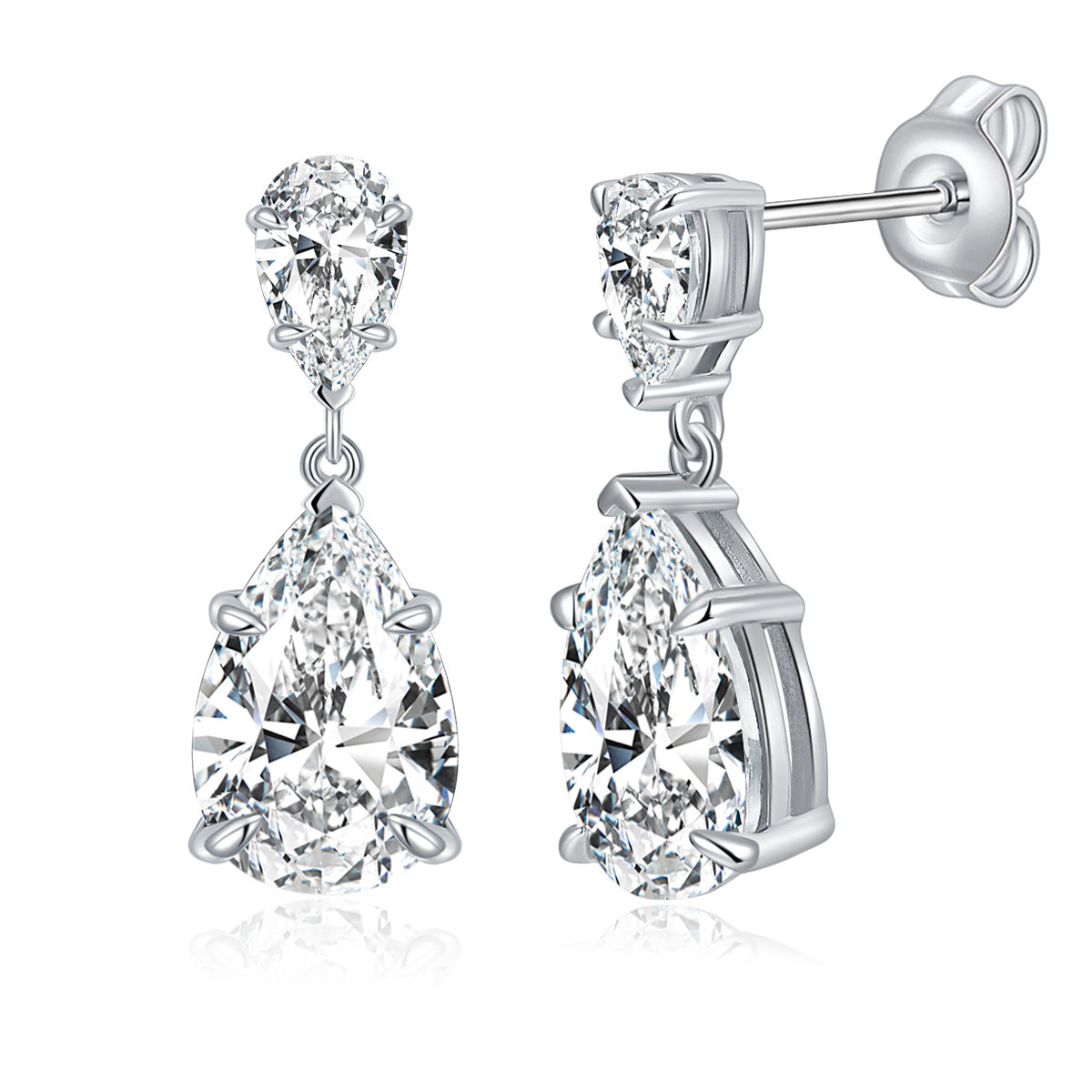Pear Cut Moissanite Drop Earrings, 18K Gold Plated S925 Stud Earrings product image