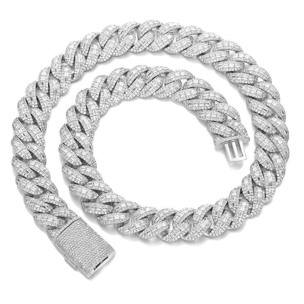 Iced Out Cuban Link Chain Necklace Bracelet, 20mm Hip Hop Cubic Zirconia Jewelry product image