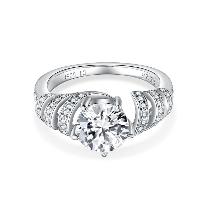 Round Cut Moissanite Ring for Women, 1.5 Carat S925 Engagement Ring, Split Shank Promise Ring, 18k Gold Plated product image