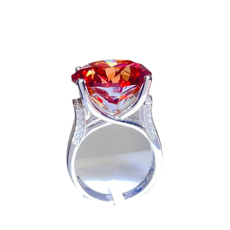 Red Moissanite Ring or Pendant Necklace for Women, Round Cut Statement Jewelry, 1 to 20 Carat Style Options product image
