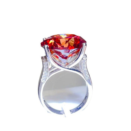 Red Moissanite Ring or Pendant Necklace for Women, Round Cut Statement Jewelry, 1 to 20 Carat Style Options