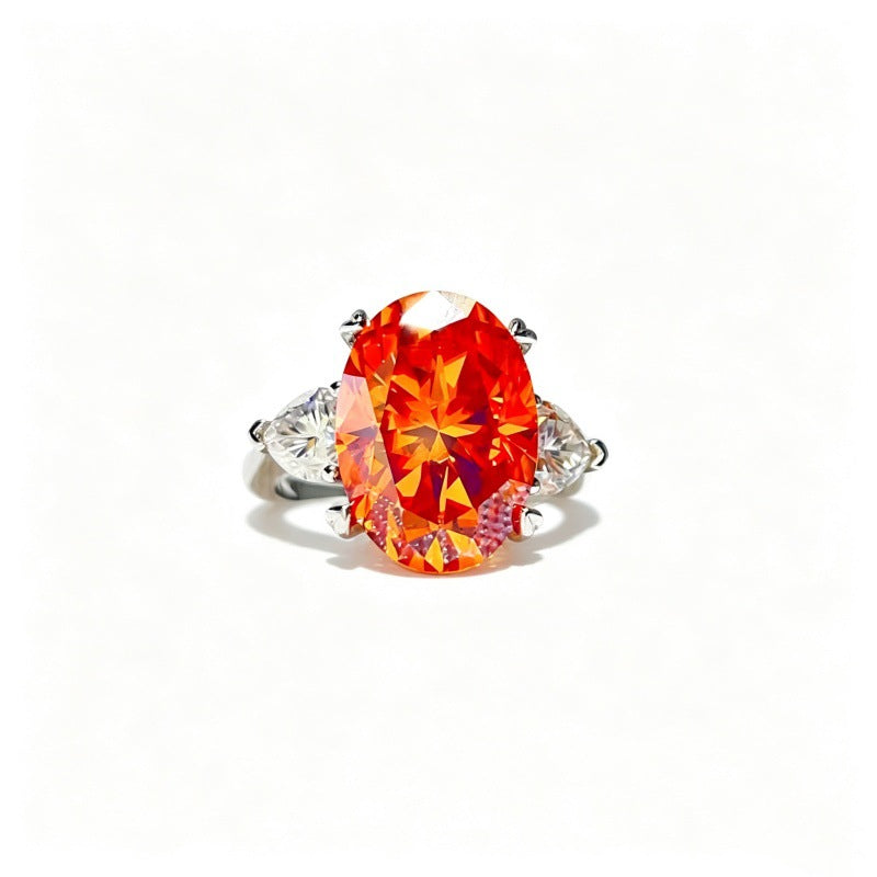 Orange Oval Moissanite Ring for Women – Geometric Statement Engagement Style Ring product image