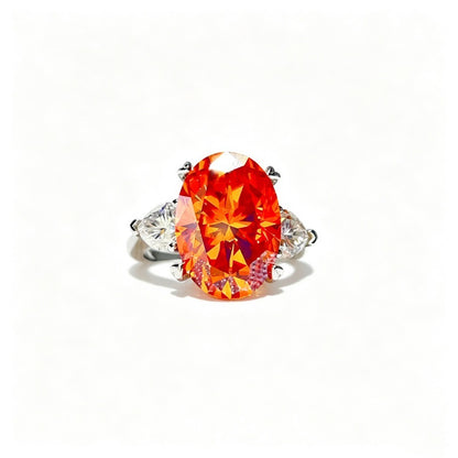 Orange Oval Moissanite Ring for Women – Geometric Statement Engagement Style Ring
