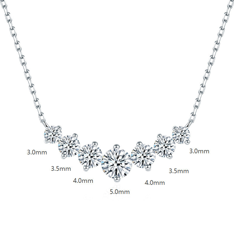 V-Shape Moissanite Pendant Necklace, Graduated Round Stone Cluster product image