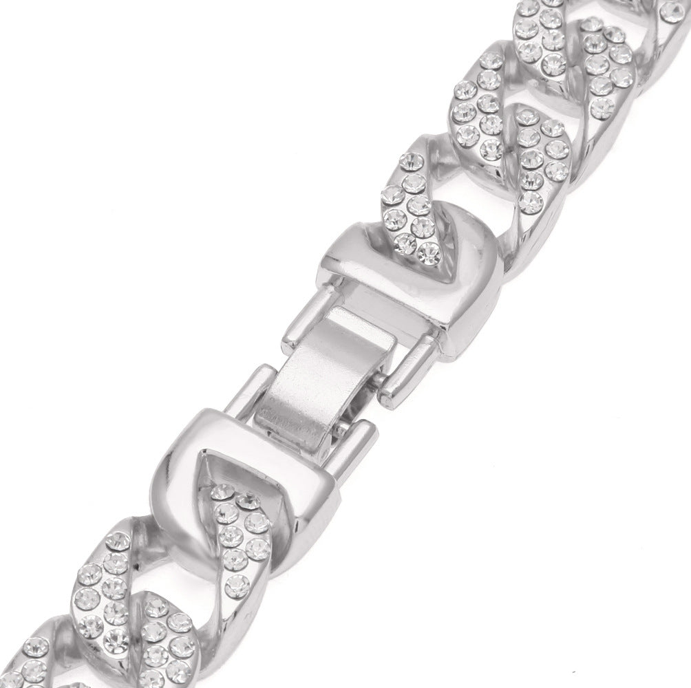 Men’s Gold Plated Iced Cuban Link Bracelet with Cubic Zirconia Statement Chain product image