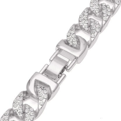 Men’s Gold Plated Iced Cuban Link Bracelet with Cubic Zirconia Statement Chain
