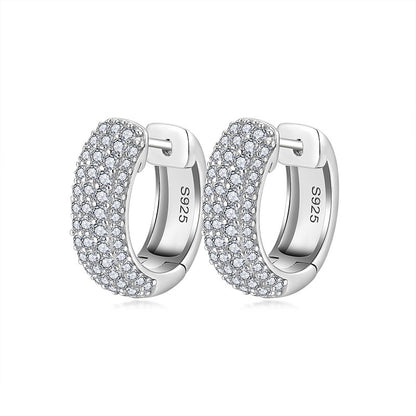 S925 Moissanite Huggie Hoop Earrings for Women, Pave Hoop Earrings, Everyday Sparkle Jewelry Gift