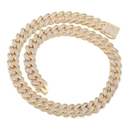 15mm Iced Out Cuban Link Chain Bracelet & Necklace Set, Zirconia, Unisex