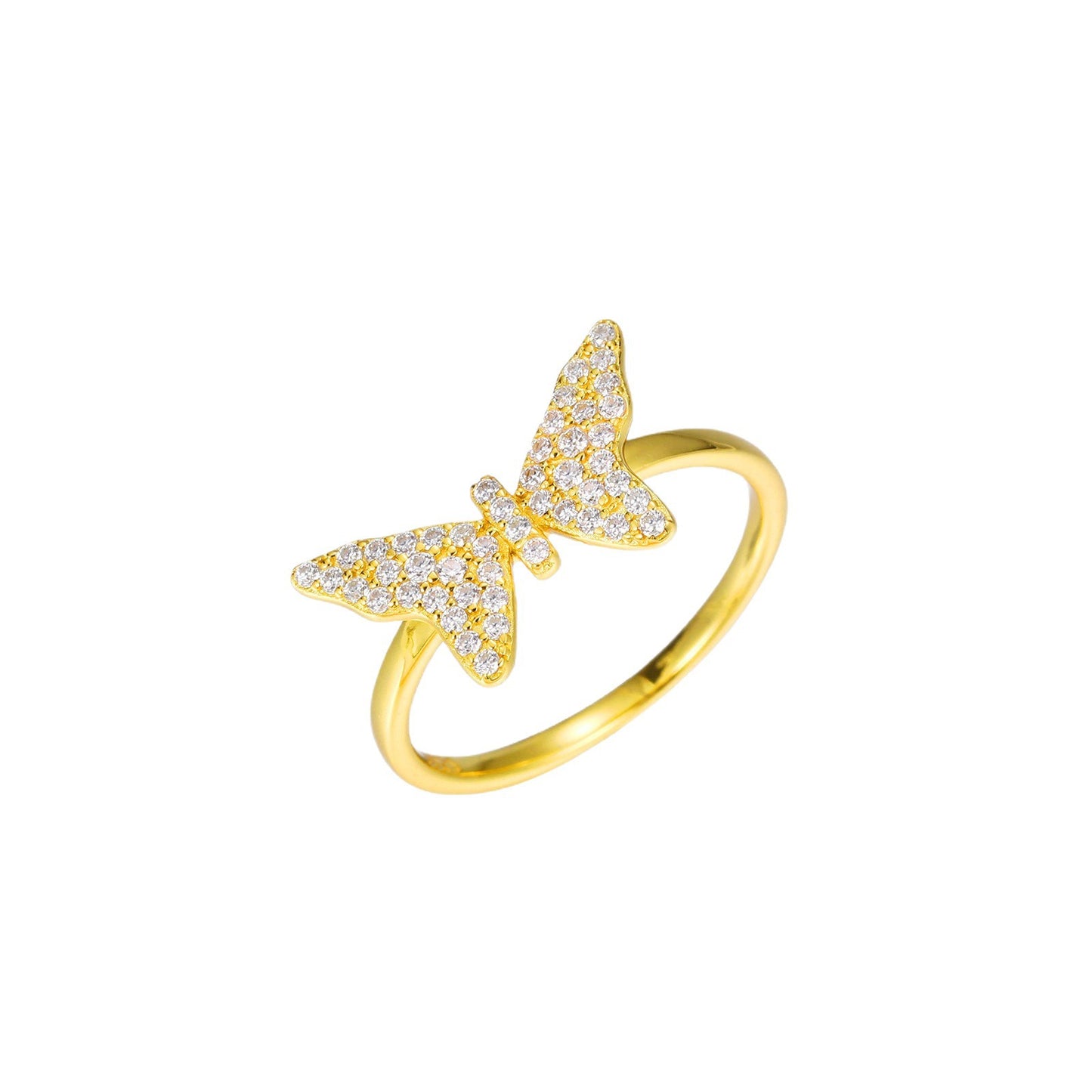 Butterfly Moissanite Ring for Women in 925 Silver Gold Tone Micro Pave Geometric Statement Ring product image