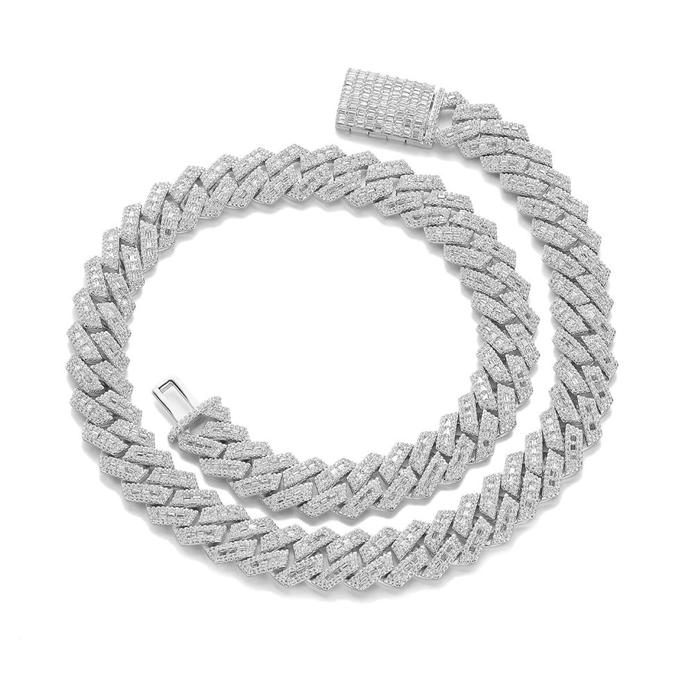 15mm Cuban Link Chain Bracelet and Necklace, Iced Out Geometric Hip Hop Jewelry, Unisex Streetwear Accessory product image