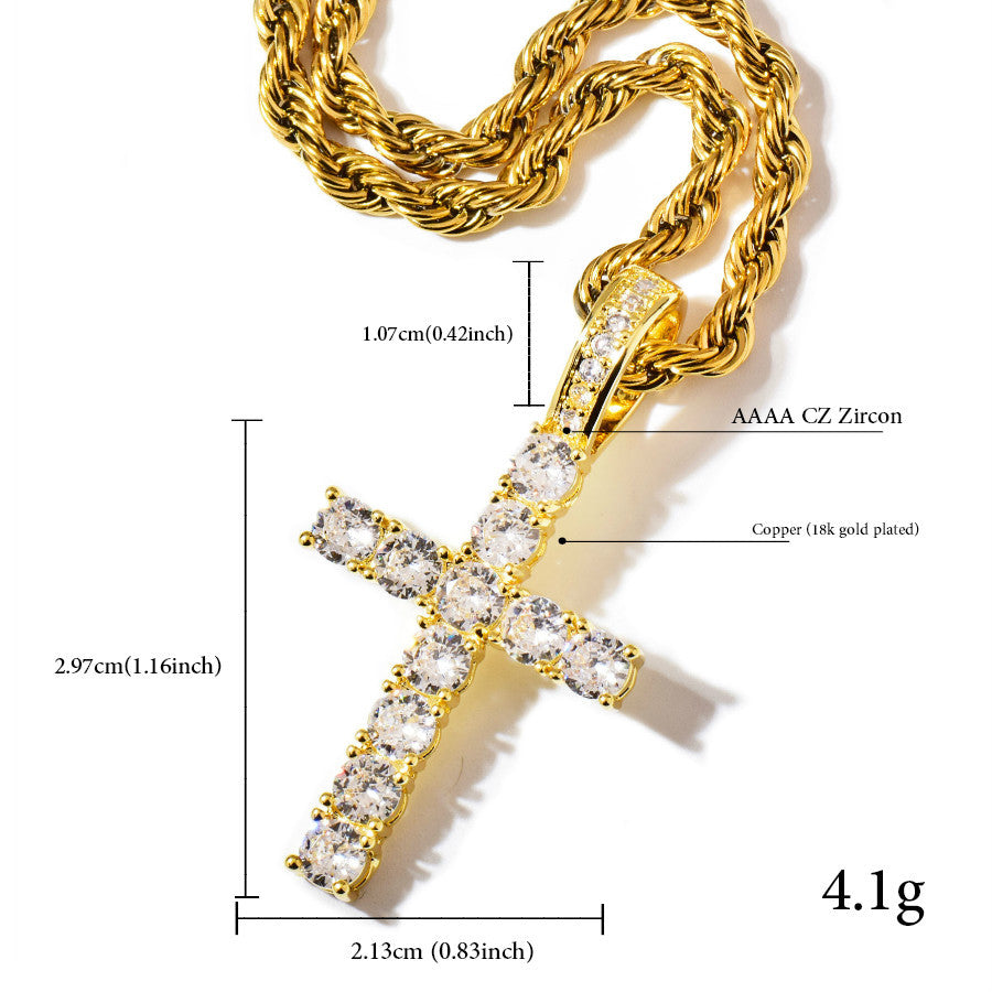 Iced Out Cross Pendant Necklace