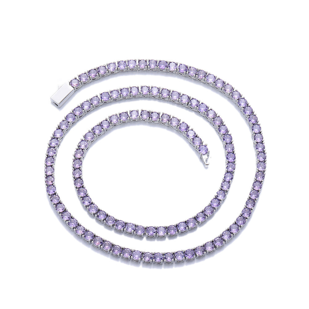 Multicolor 4mm Cubic Zirconia Tennis Chain Necklace and Bracelet, Unisex