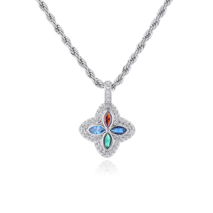 Multicolor Four-Leaf Clover Pendant Necklace