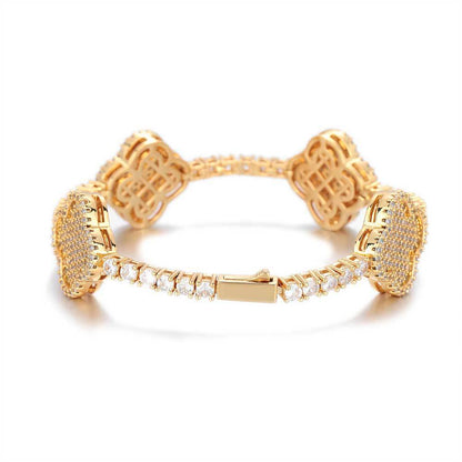 Clover CZ Tennis Copper Bracelet in Selectable Colors and Sizes - CHA281