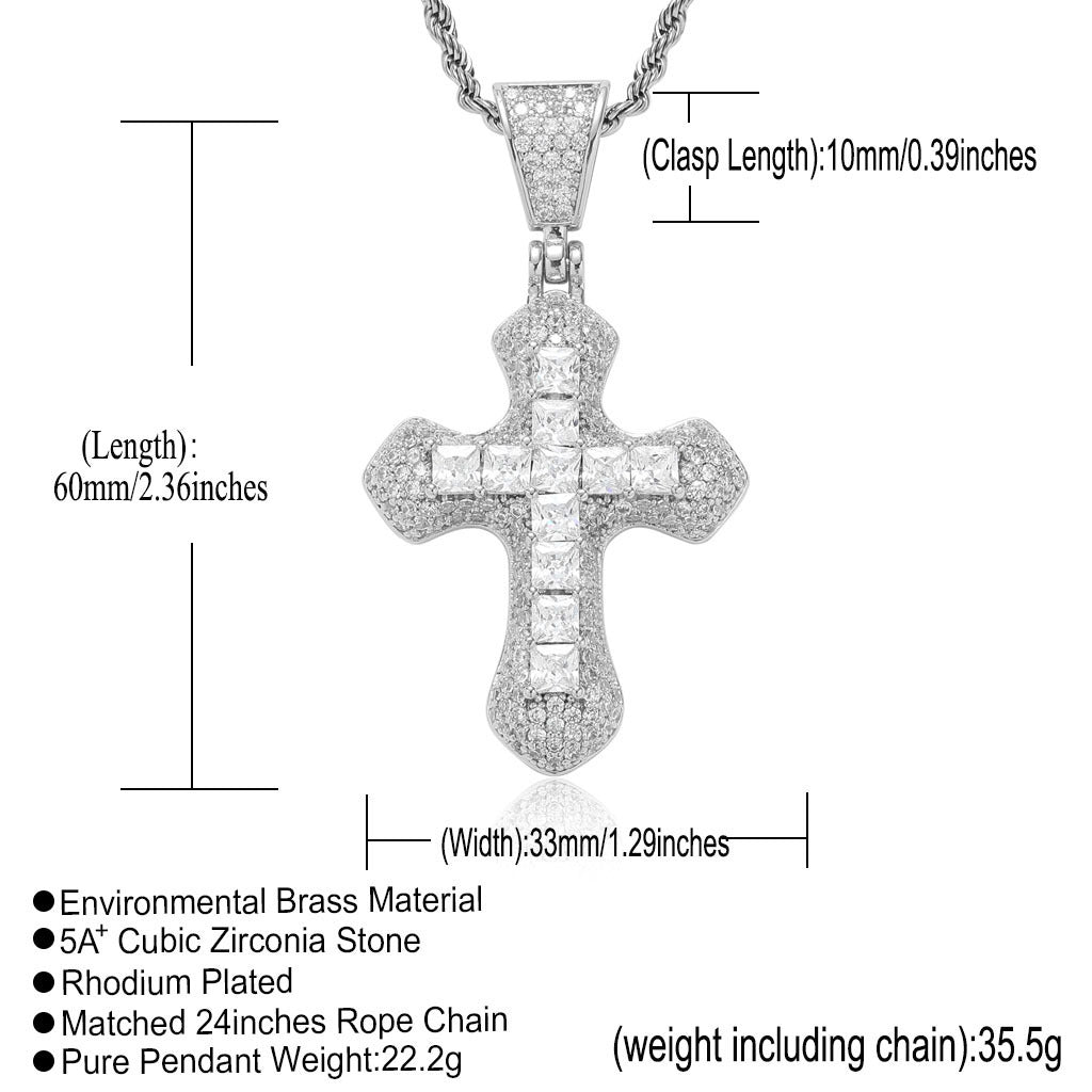 Hip Hop Geometric Round Cubic Zirconia Pendant Necklace for Men and Women