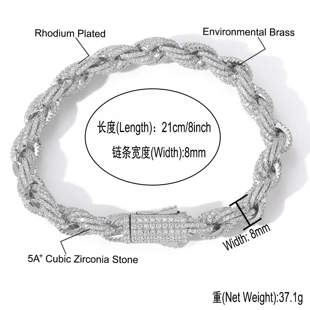 Hip Hop Minimalist Fashion Cubic Zirconia Bracelet for Men
