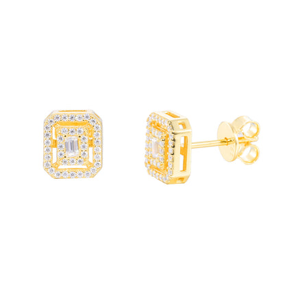 Moissanite Geometric Stud Earrings for Men and Women, Iced-Out Square Hip Hop Earrings