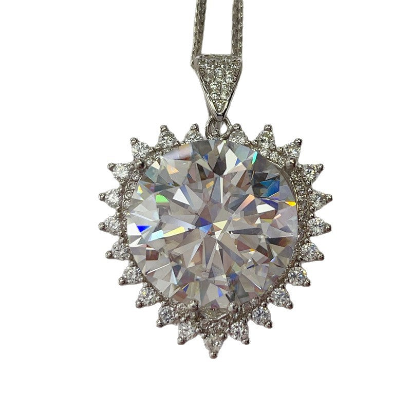 20 Carat Look Moissanite Pendant Necklace with Halo Accent Chain product image