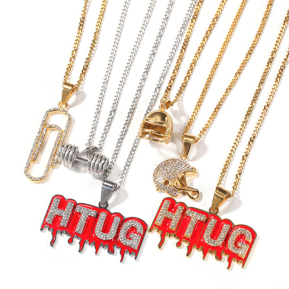 Iced Drip Letter Pendant Necklace in Stainless Steel with Twisted or Cuban Chain product image