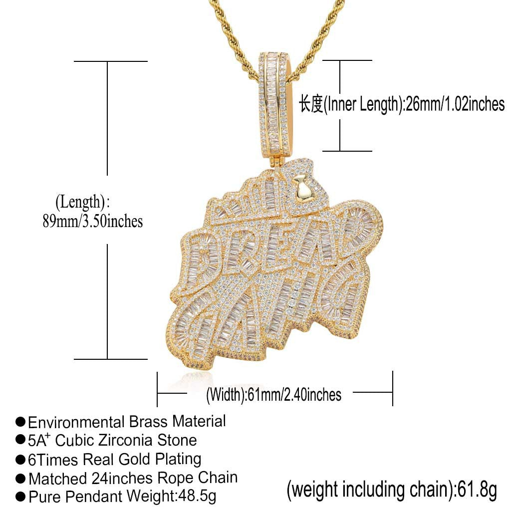 Hip Hop Minimalist Cross Tennis Chain Cubic Zirconia Pendant Necklace for Men and Women