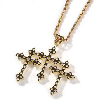 Iced Out Cross Pendant Necklace for Women and Men - Gold Plated or Silver Plated Cuban Style Twist Chain with Cubic Zirconia Statement Pendant
