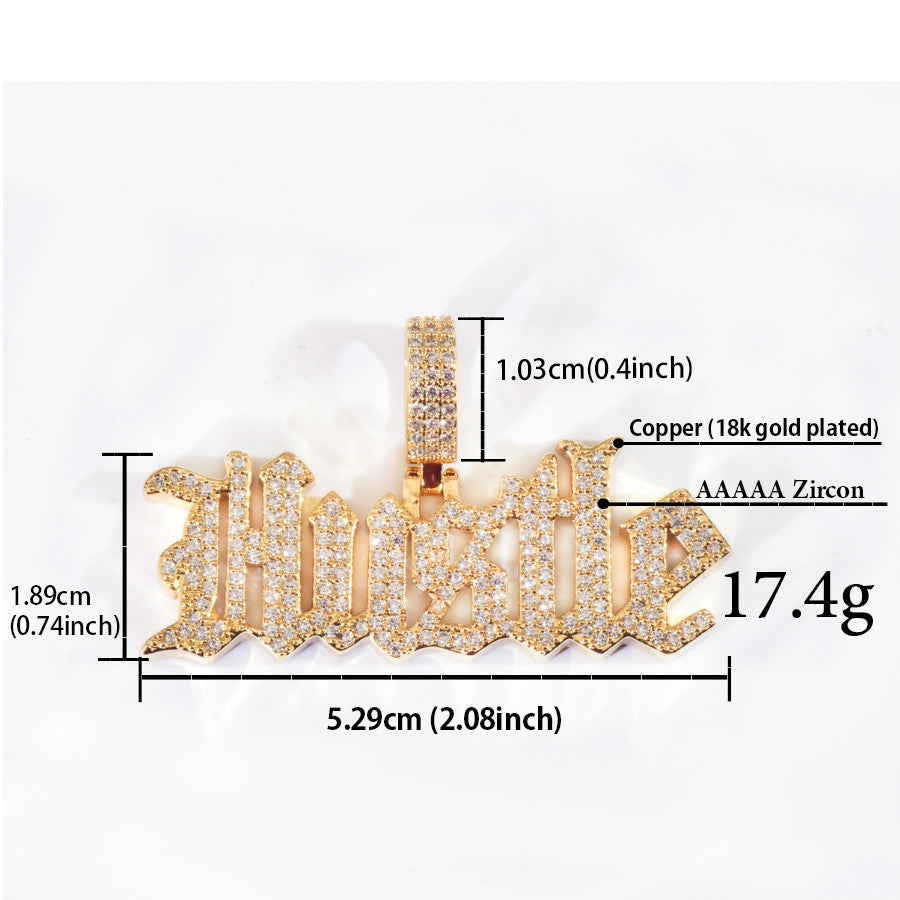 Unisex Iced Out Hustle Letter Pendant Necklace product image