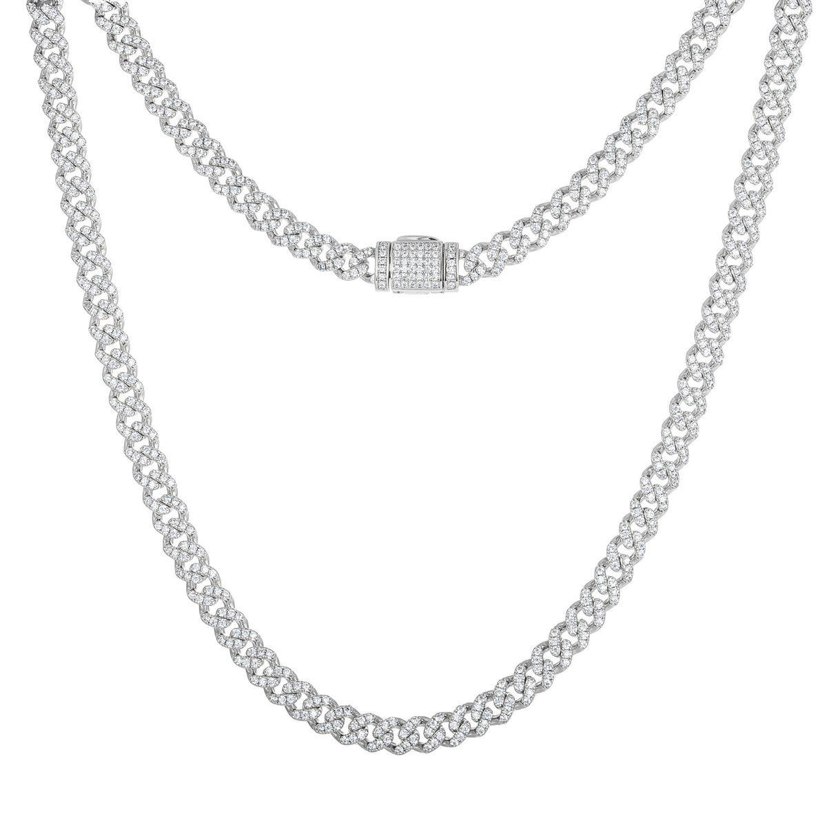 Iced Out Cuban Link Chain Necklace for Men & Women – Geometric Zircon Pendant-Free Statement Hip Hop Jewelry product image