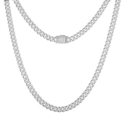 Iced Out Cuban Link Chain Necklace for Men & Women – Geometric Zircon Pendant-Free Statement Hip Hop Jewelry
