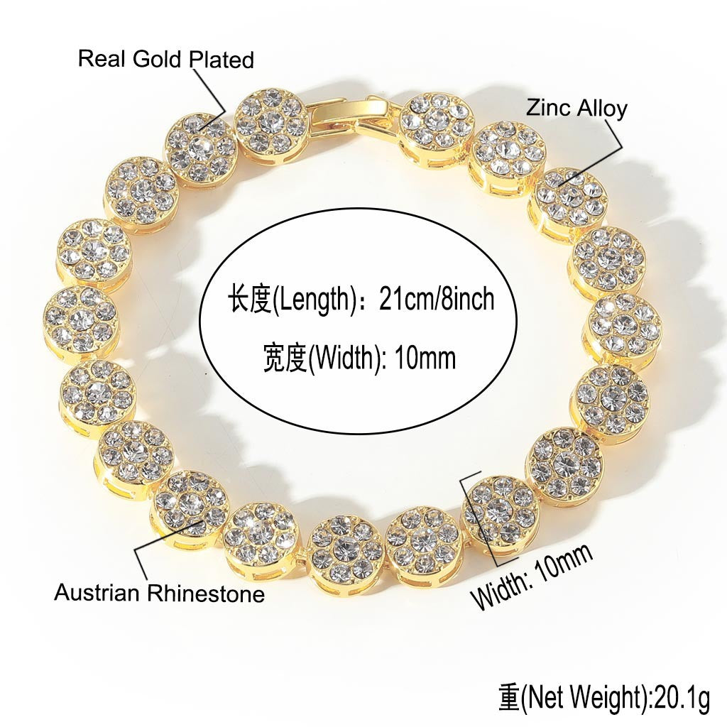 Hip Hop Minimalist Round Iced Link Alloy Jewelry Piece for Men