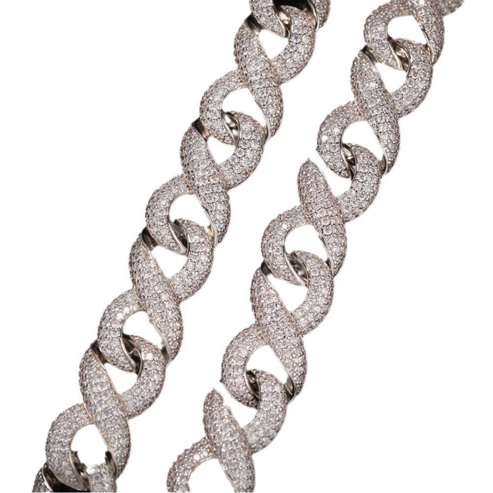 Unisex Iced Cuban Link Necklace with Cubic Zirconia in Gold or Silver Tone product image