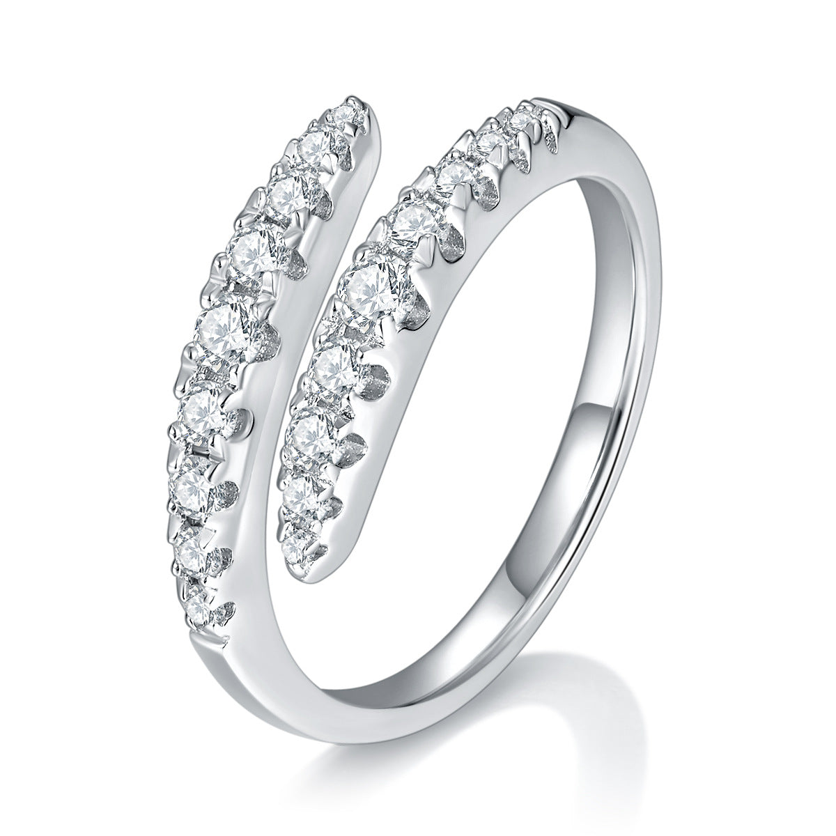 Open Wrap Moissanite Ring for Women, Double Row Wedding Promise Ring product image